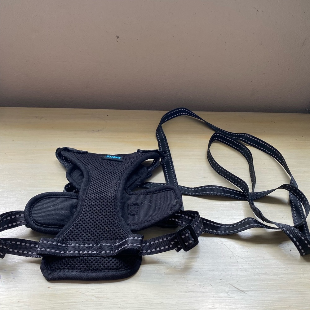 NWOT Supet black reflective small dog harness and leash